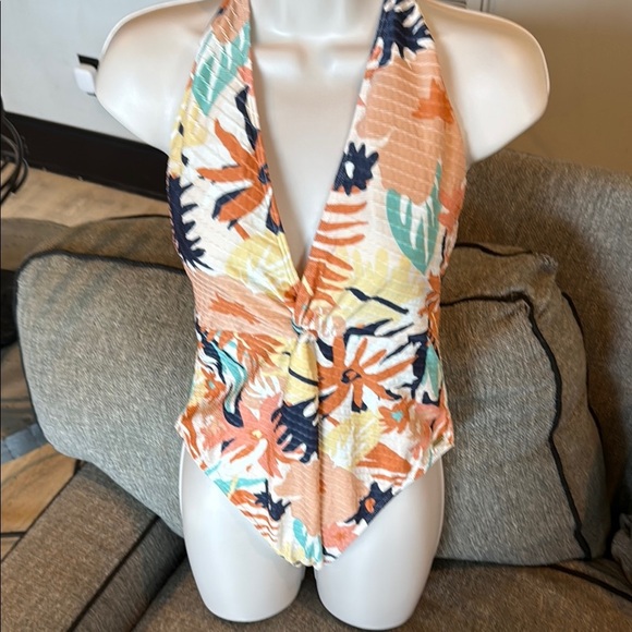 Roxy Wrap Backless Bodysuit in Orange and Yellow - Picture 1 of 5
